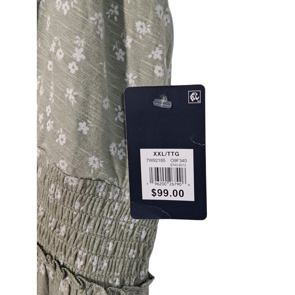 NWT Lucky Brand LA Womens XXL Sage Green Floral Maxi Dress Boho Cottagecore - Picture 8 of 12